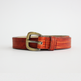 Ceinture AMANS cuir serpent rouge