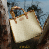 Sac Violette raphia et cuir fleurie beige – Image 2