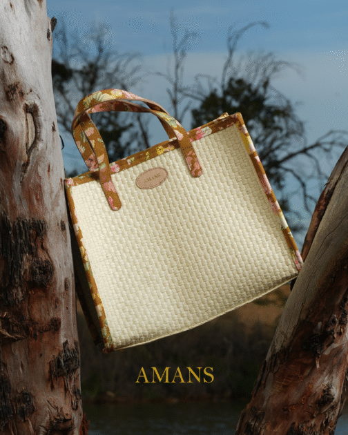 Sac Violette raphia et cuir fleurie beige – Image 2
