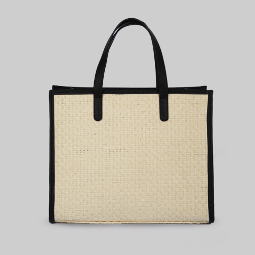 Sac Violette raphia et cuir noir – Image 3