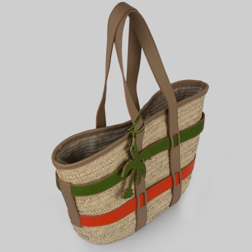 Couffin Palmier Beige Vert – Image 2