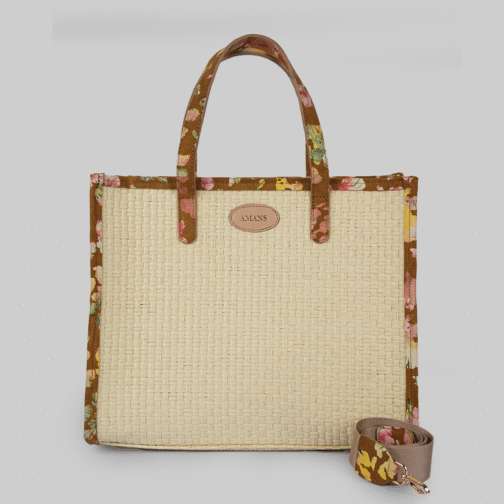 Sac Violette Beige Fleurie